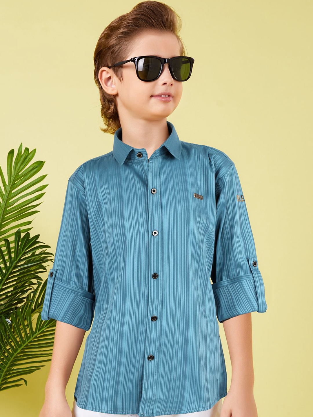 

MashUp Boys Classic Opaque Striped Casual Shirt, Blue