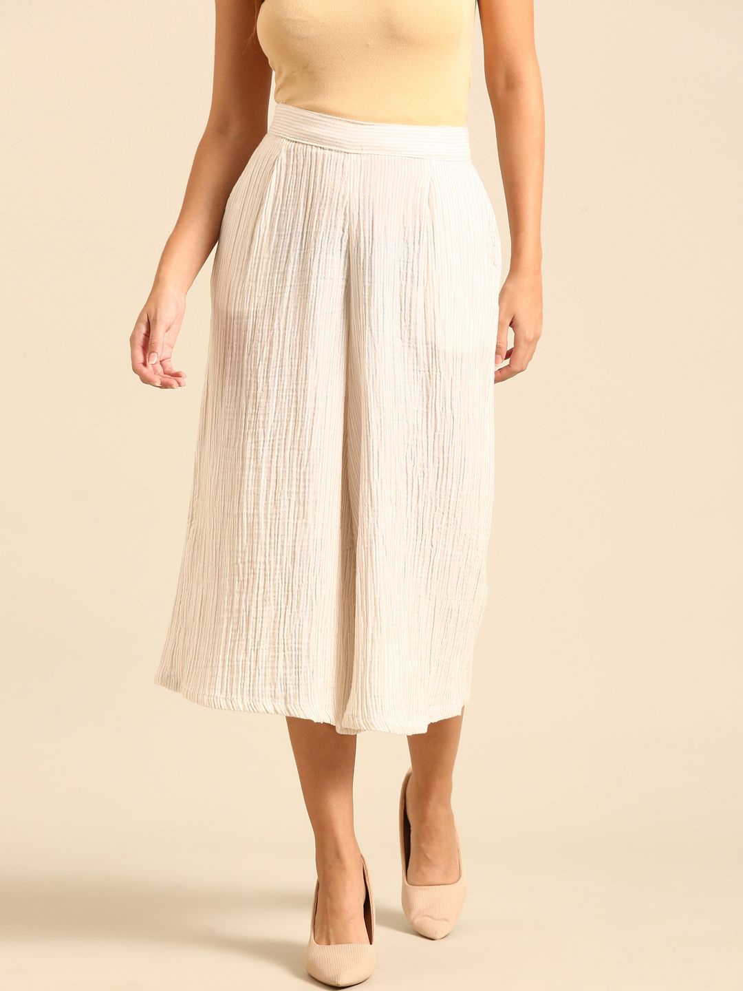 

De Moza Women Pleated Culottes, Off white