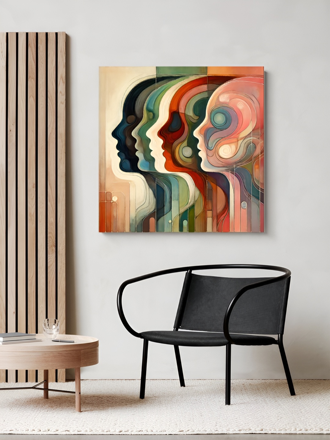 

999Store Pink & Green Faces Printed Canvas Painting Wall Art