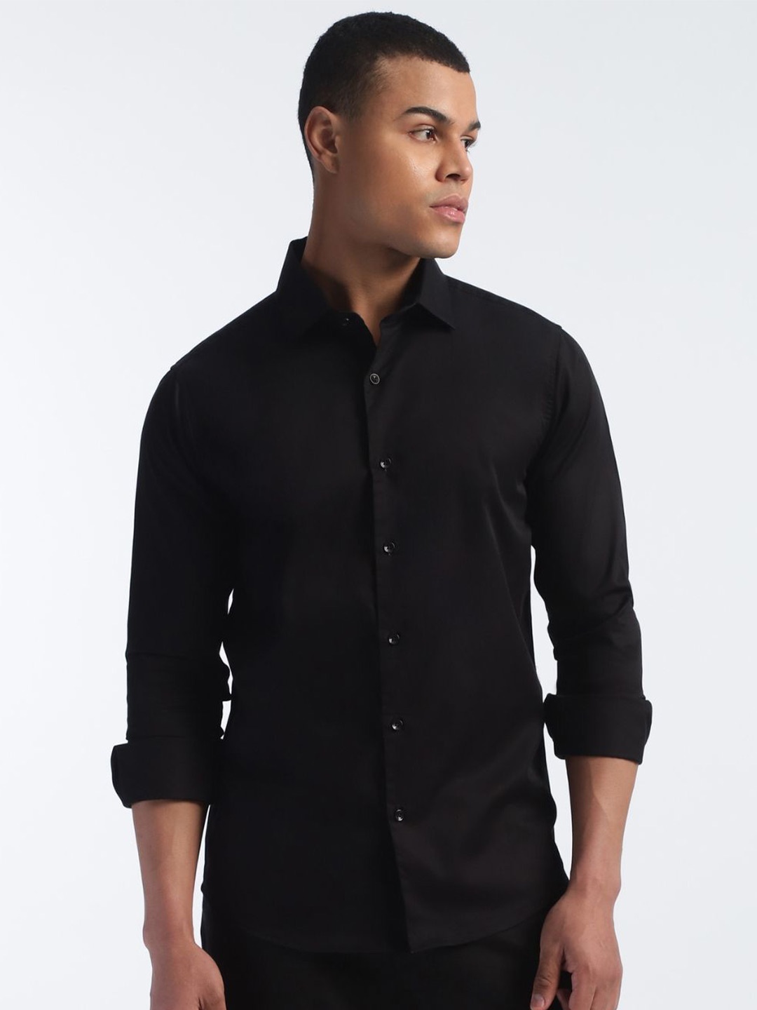 

Beyours Men Standard Opaque Casual Shirt, Black