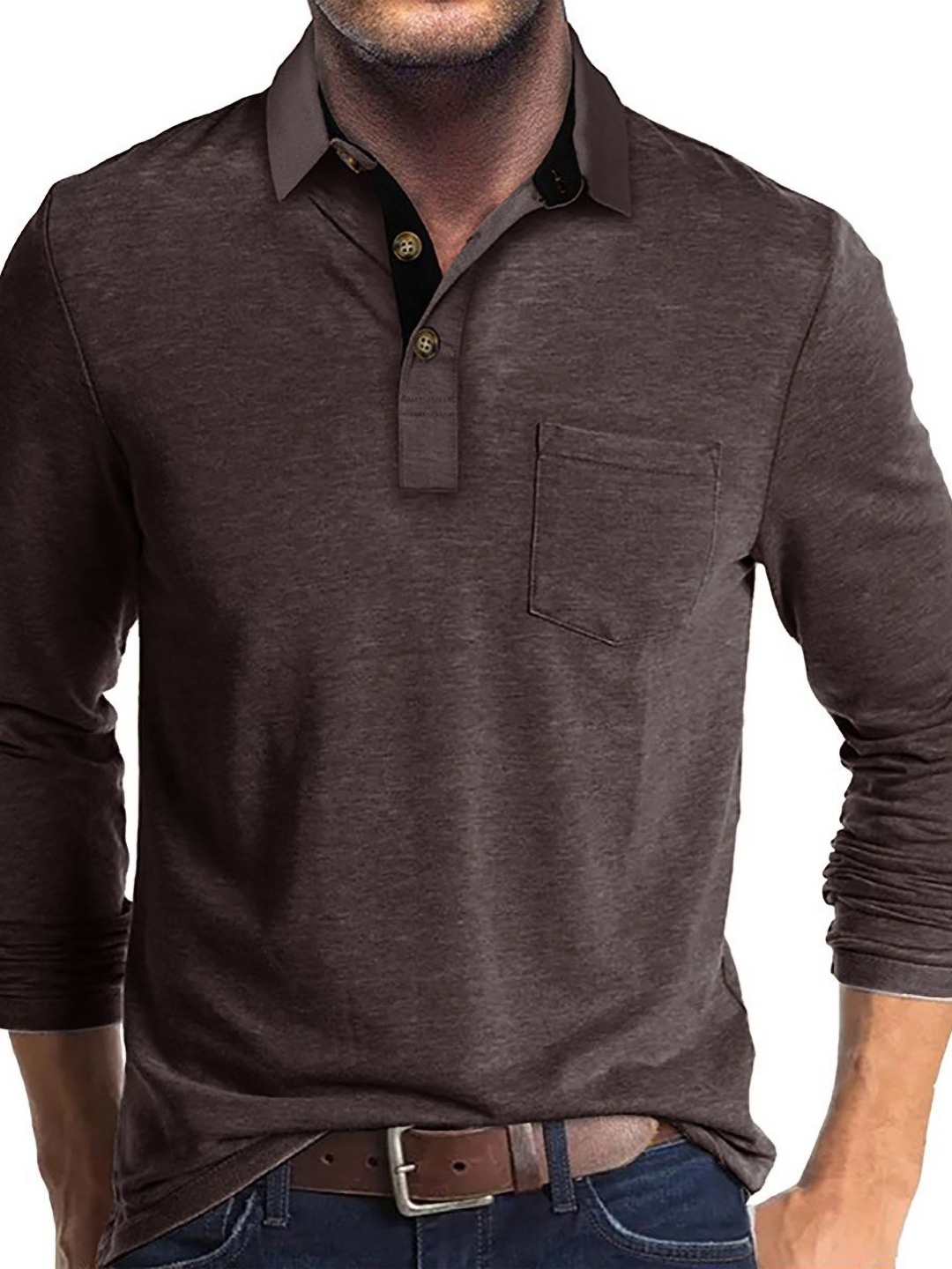 

StyleCast x Revolte Men Solid Polo Collar Cotton T-shirt, Brown