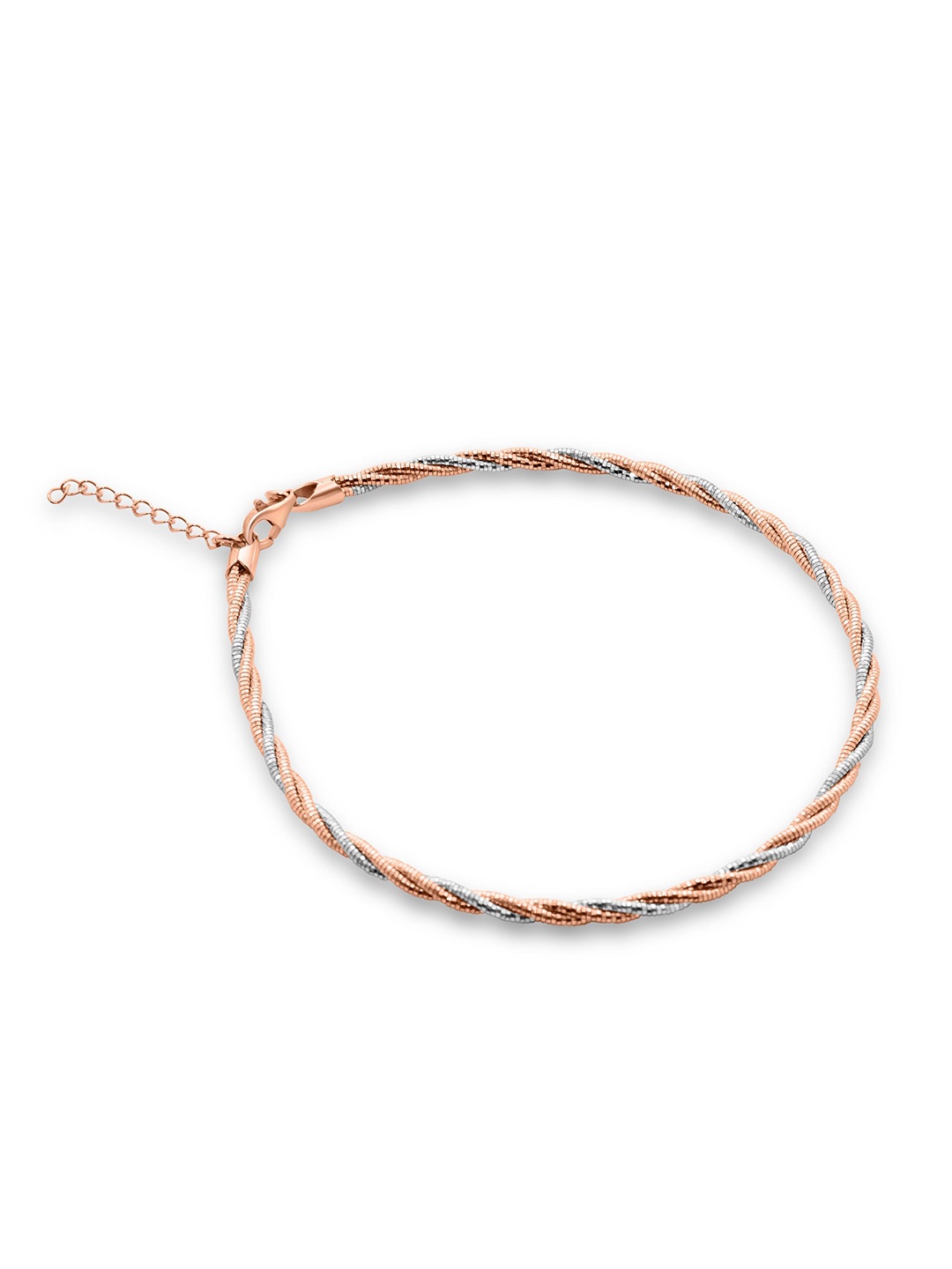 

925 SILLER Sterling Silver Rhodium-Plated Single Anklet, Rose gold