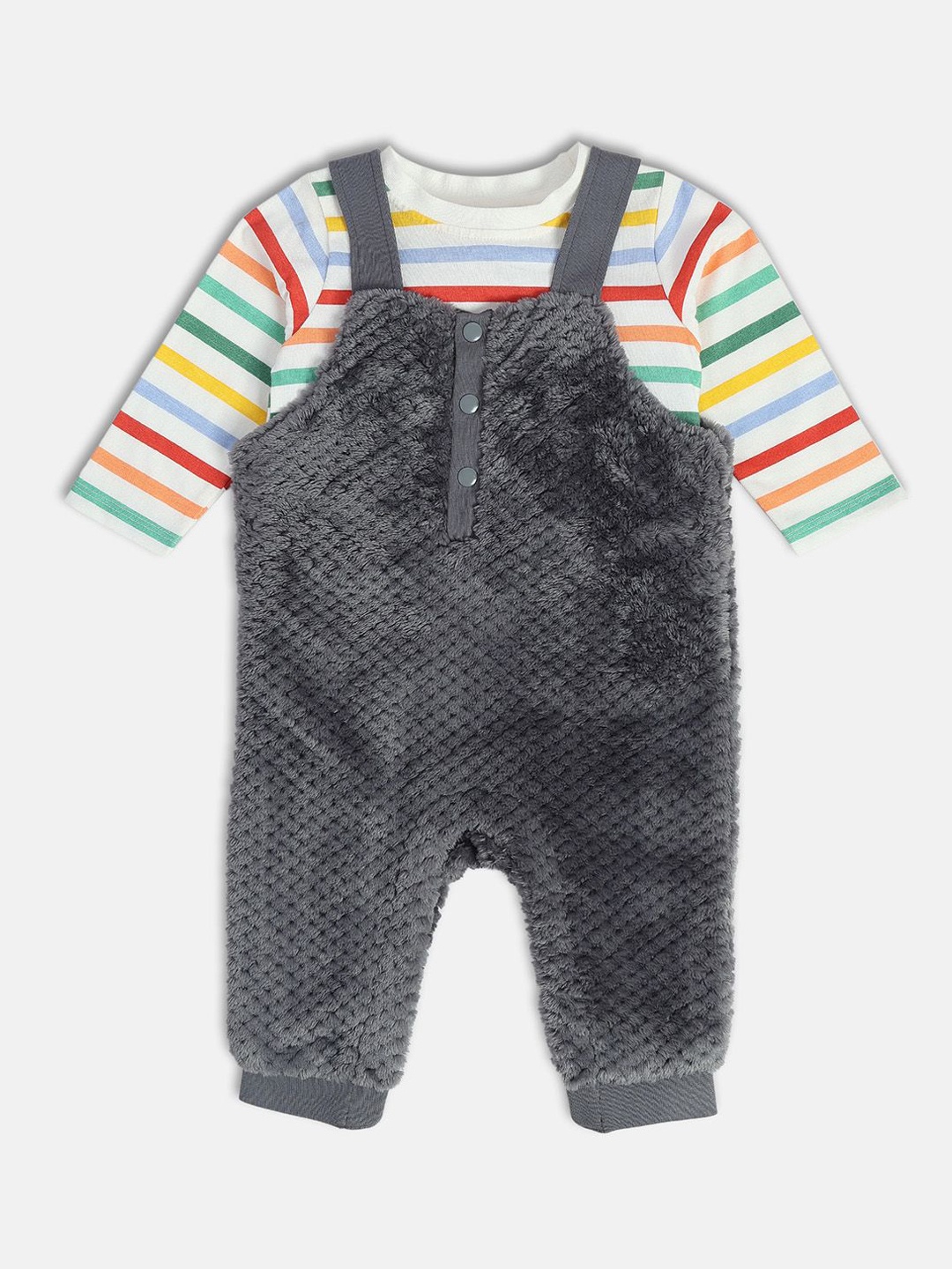 

MINI KLUB Infant Boys Striped Dungaree With T-Shirt, Grey