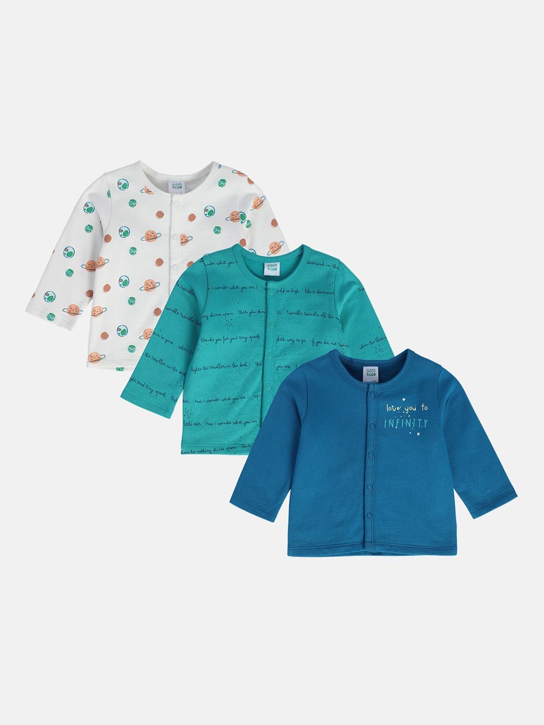 

MINI KLUB Kids-Boys Printed Jhabla Pack Of 3 VAN-25NBFV603-Multi, White