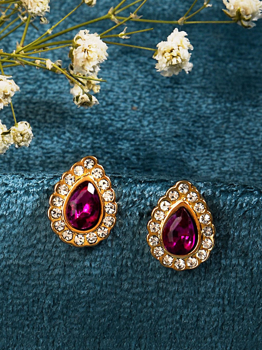 

Kalakrith Milano Teardrop Shaped Crystals Studs, Gold