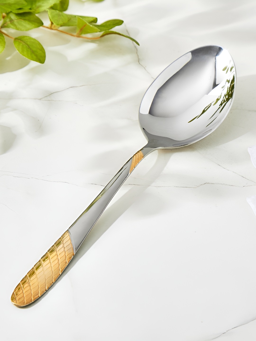 

Home Centre Glister Gold-Toned Stainless Steel Serving Spoon, Silver
