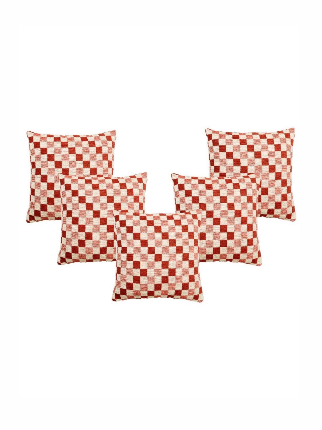 

Saral Home Maroon & White 5 Pieces Checked Square Cushion Covers