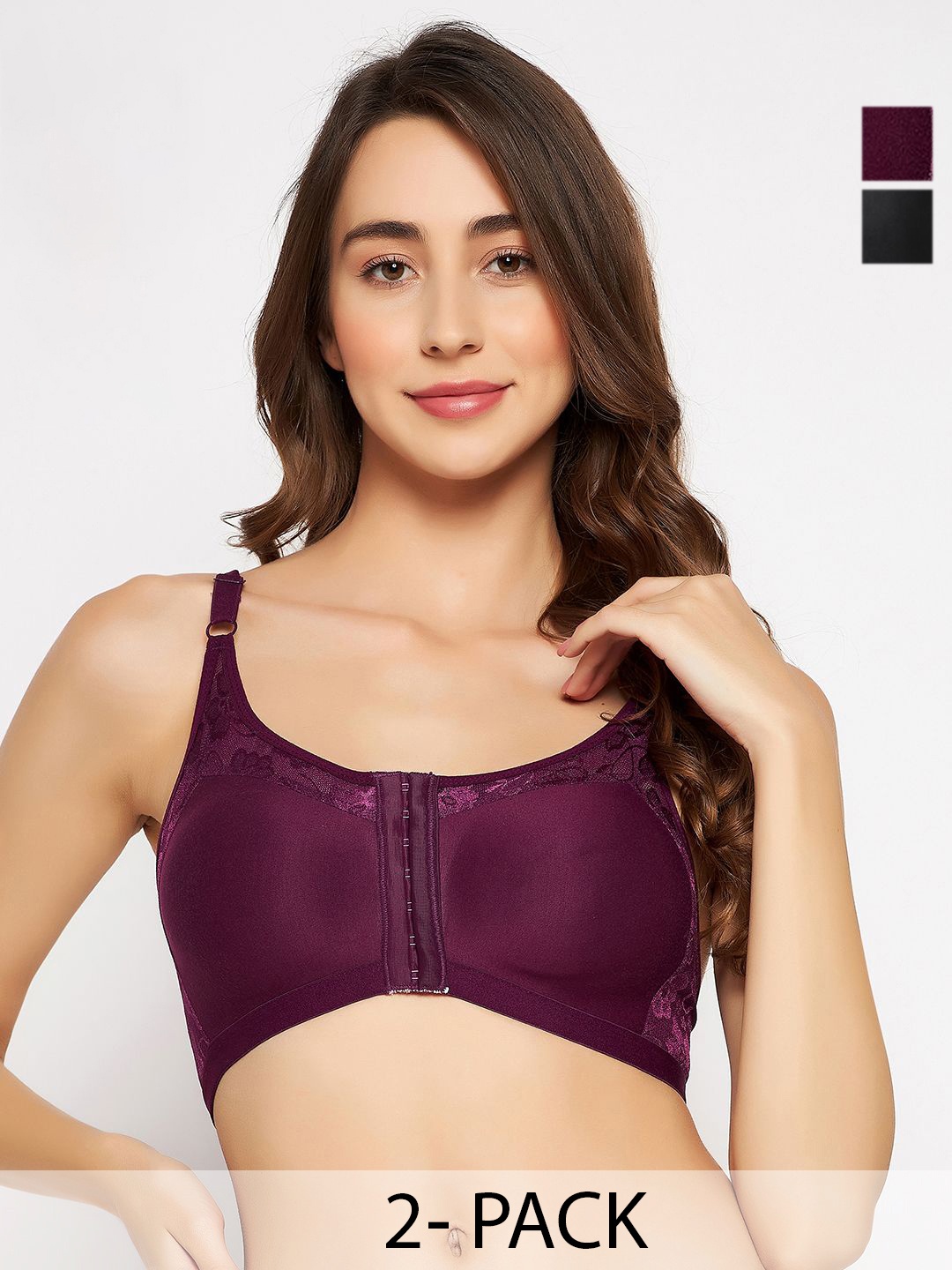 

Clovia Pack Of 2 Full Coverage Cotton Everyday Bra, Black