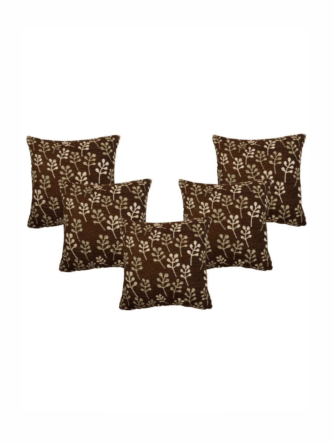 

Saral Home Brown & Beige 5 Pieces Floral Square Cushion Covers