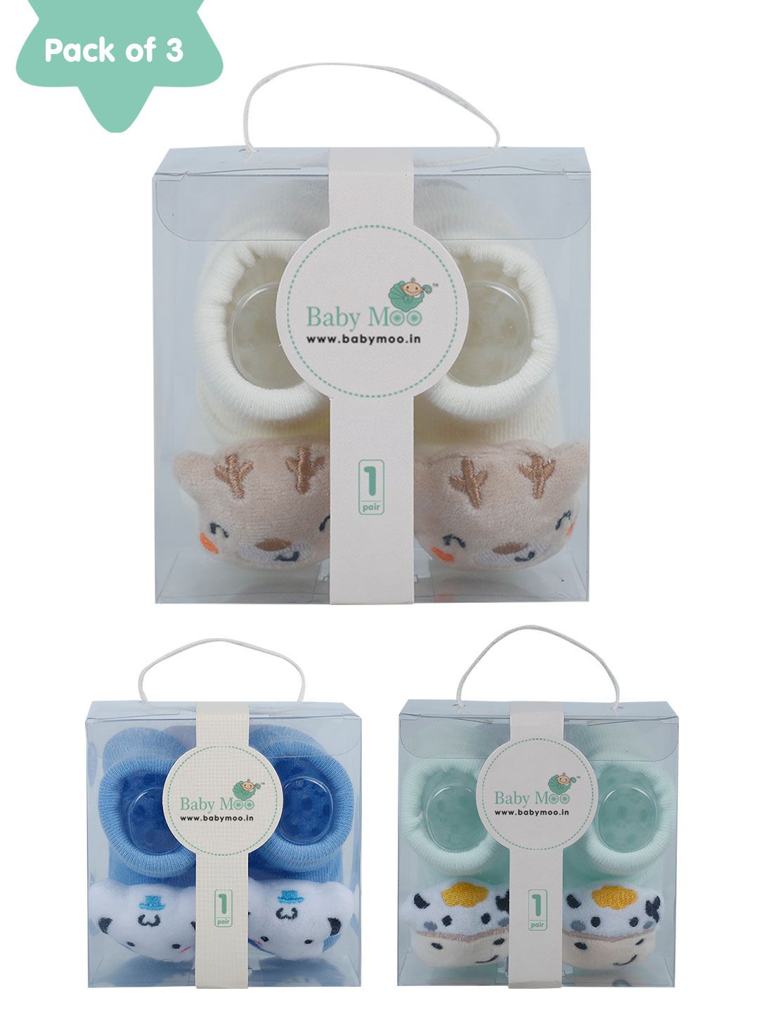 

Baby Moo Unisex Kids Cotton Booties, Blue