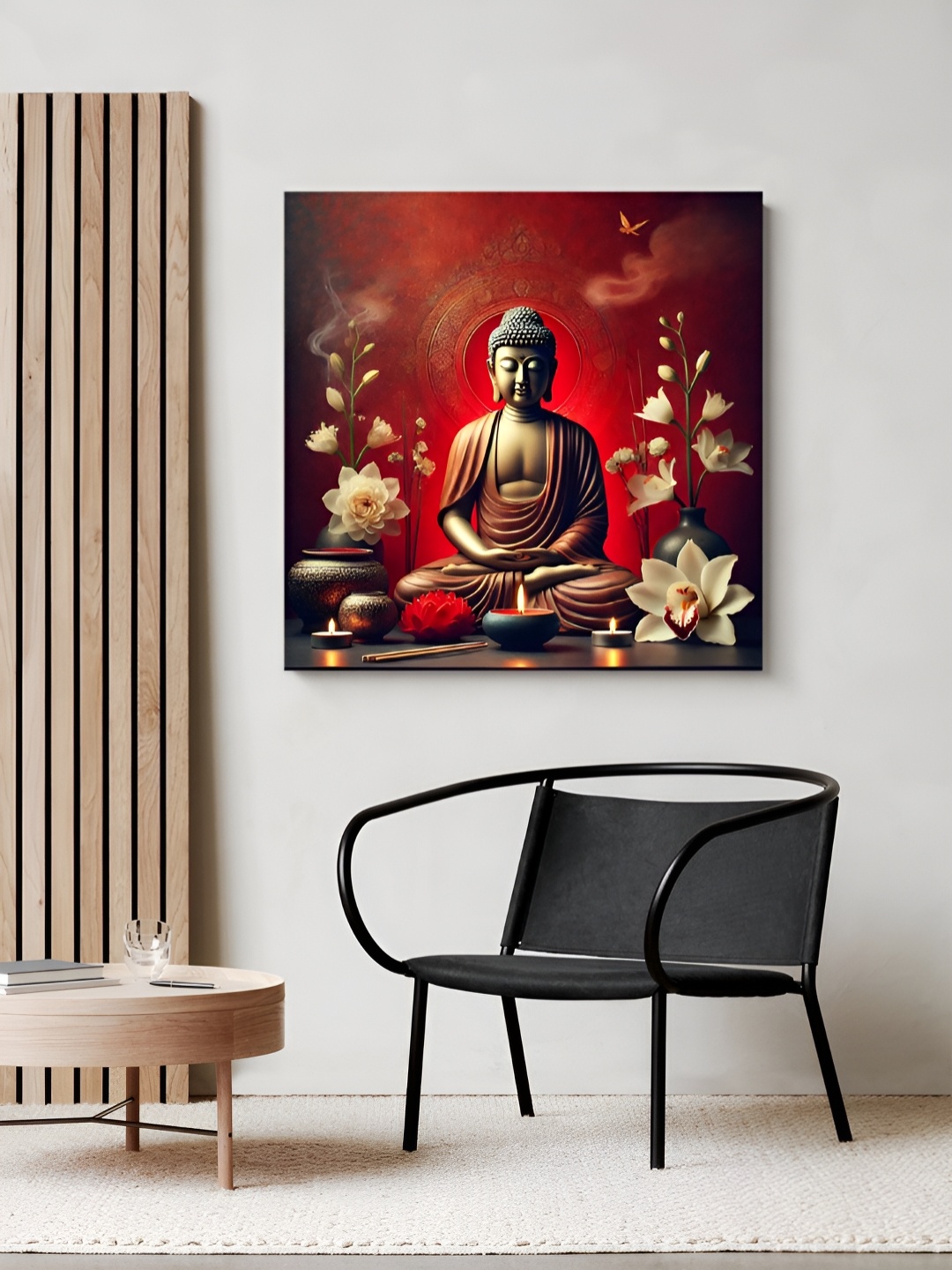 

999Store Red & Brown Buddha Printed Canvas Painting Wall Art