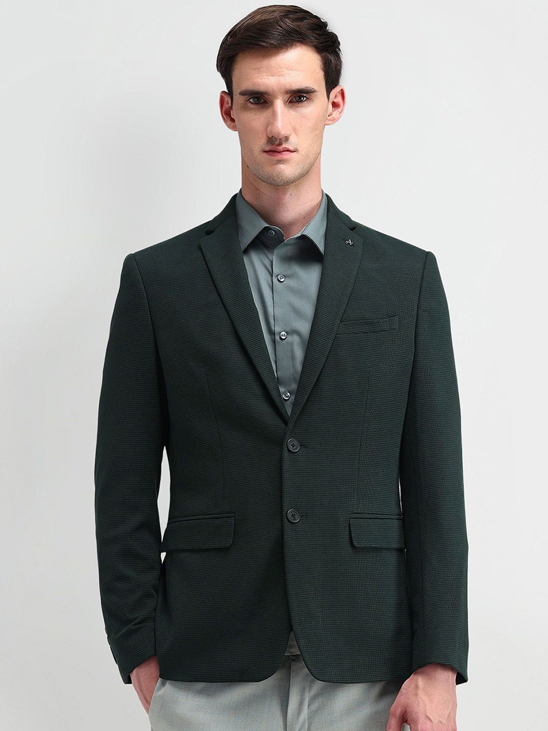 

Arrow Self Design Slim-Fit Single-Breasted Formal Blazers, Green