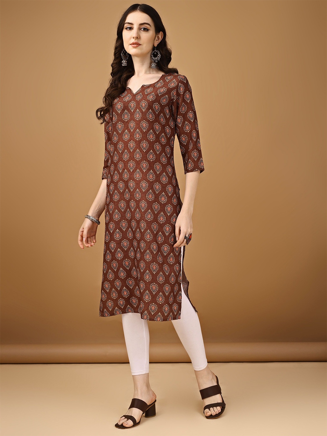 

Anouk Rustic Women Ethnic Motifs Printed Straight Kurta, Maroon