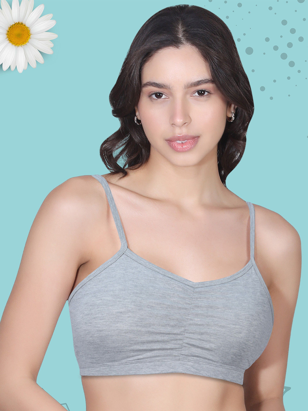 

DChica Women Full Coverage Sports Bra, Grey