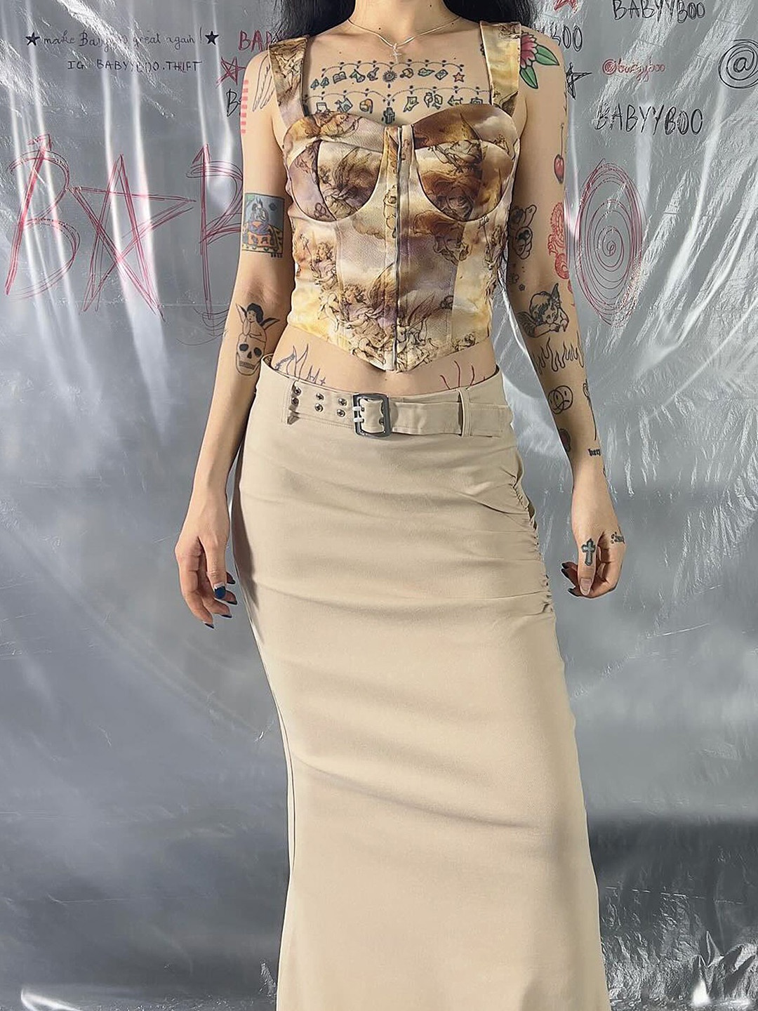 

LULU & SKY A-Line Maxi Skirts, Khaki