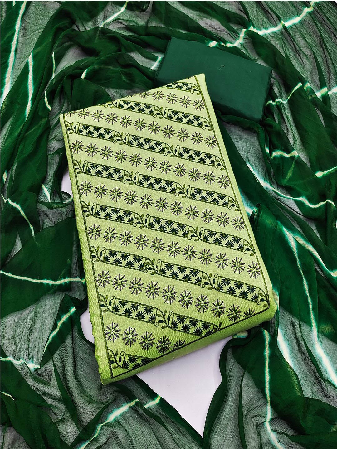 

MISS VERVE Unstitched Dress Material, Green