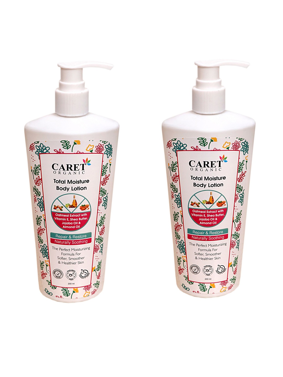 

CARET ORGANIC Set Of 2 Total Moisture Body Lotion - 200 ml Each, White