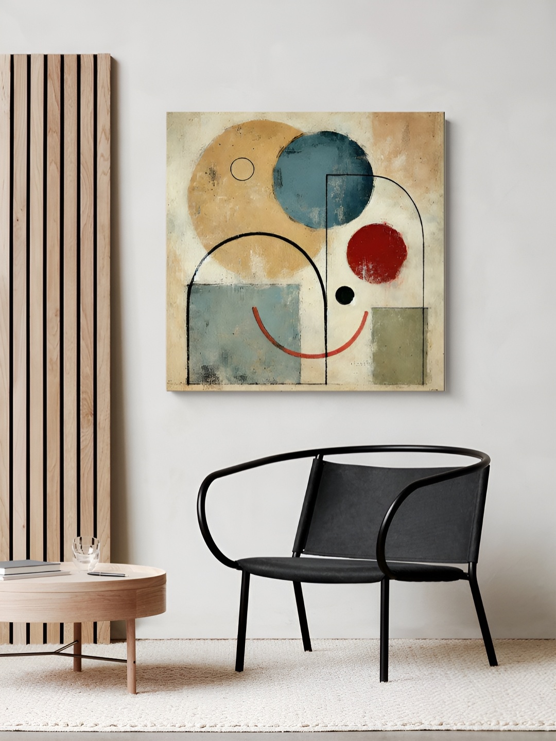 

999Store Off White & Blue Wood Abstract Wall Paintings