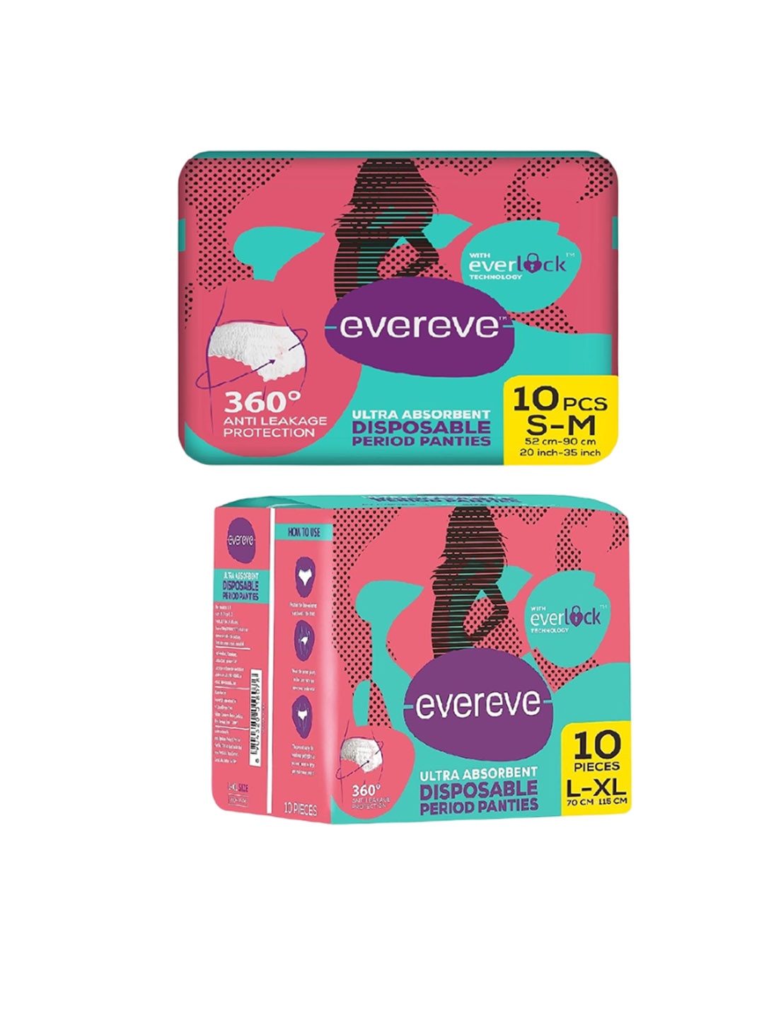 

EverEve 20 Pcs Ultra Absorbent Disposable Period Panties S-M & L-XL, White