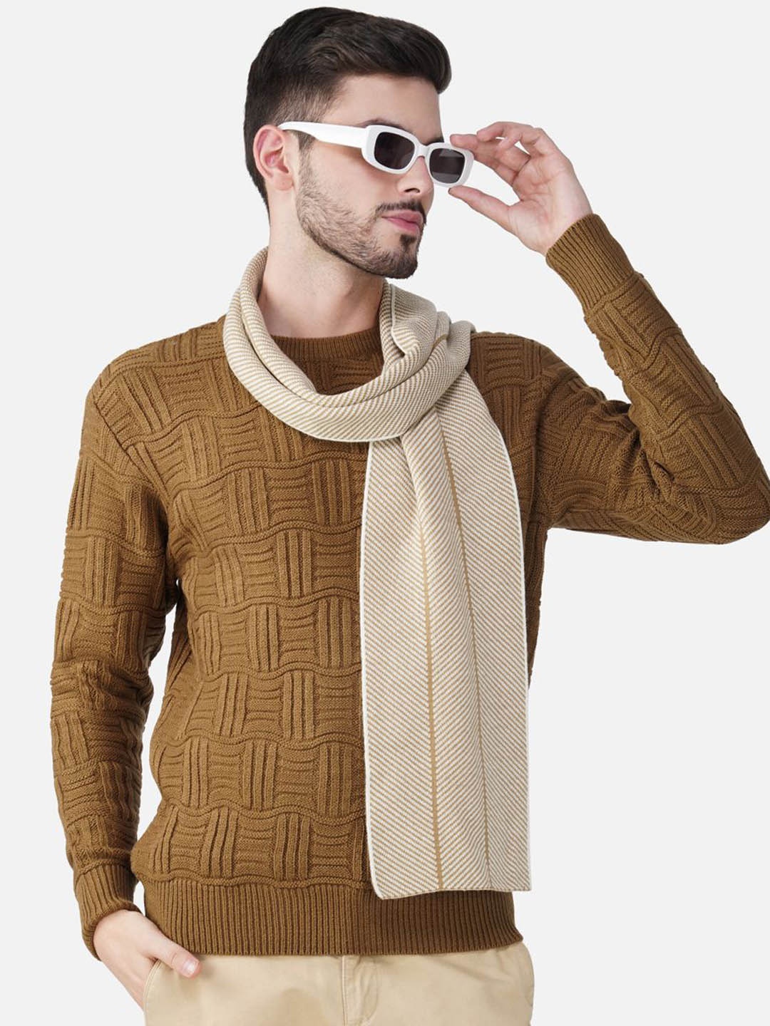 

JoE Hazel Men Acrylic Mufflers, Beige