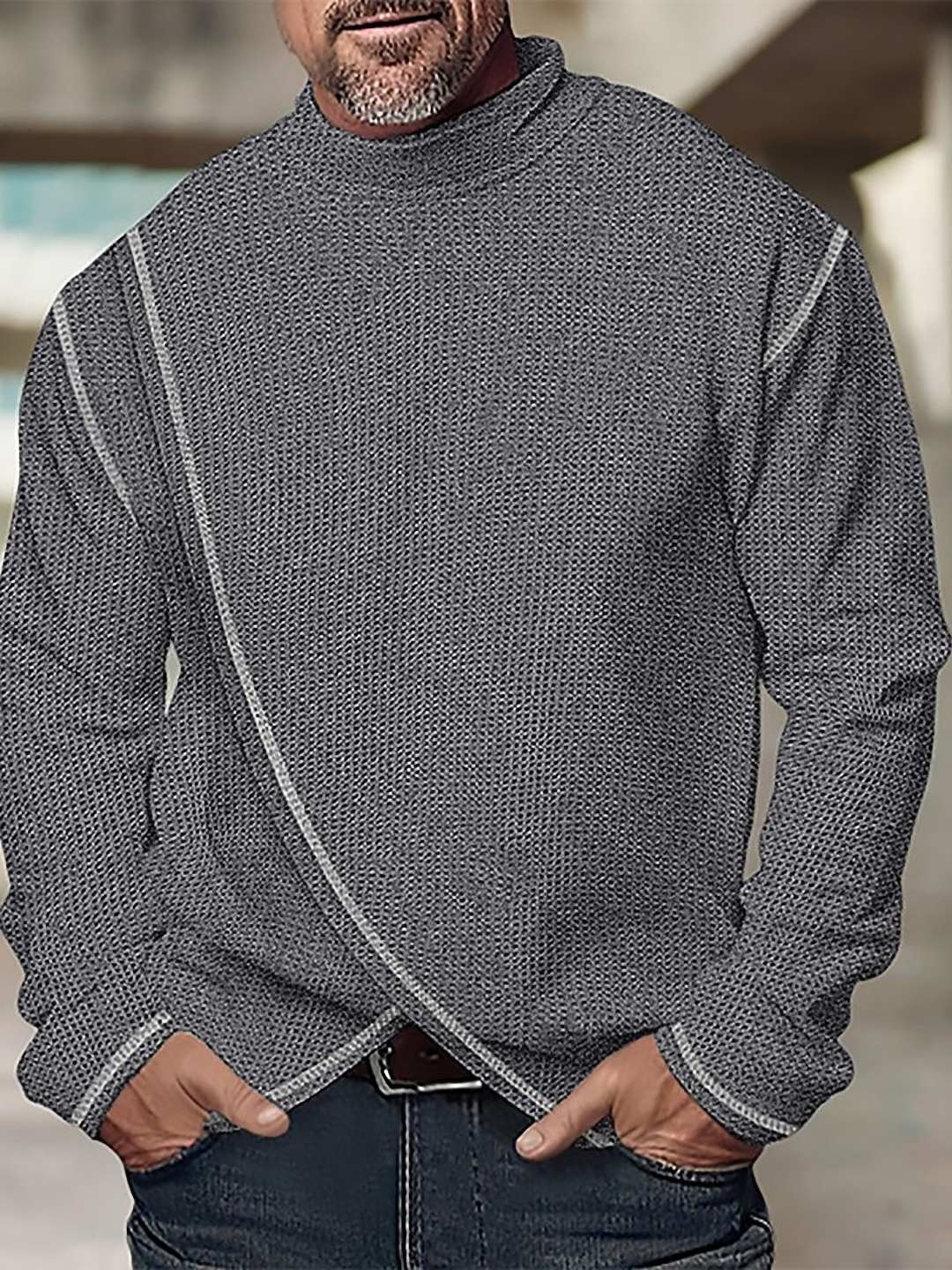 

StyleCast x Revolte Men Self Design High Neck T-shirt, Grey