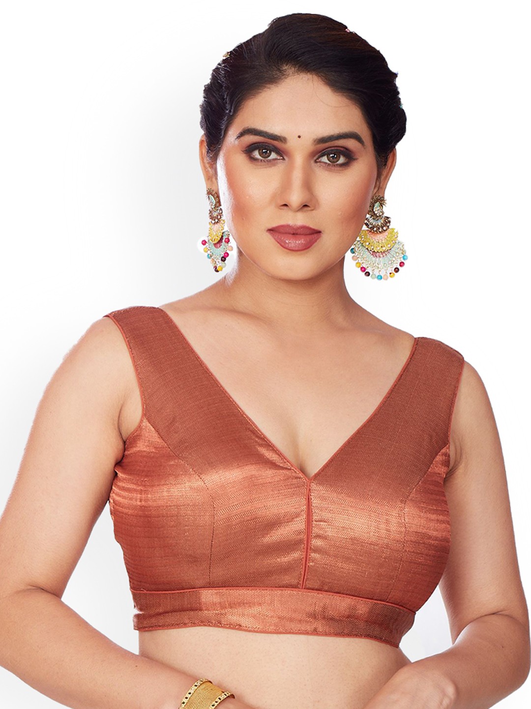 

Mmore Padded Saree Blouse, Copper