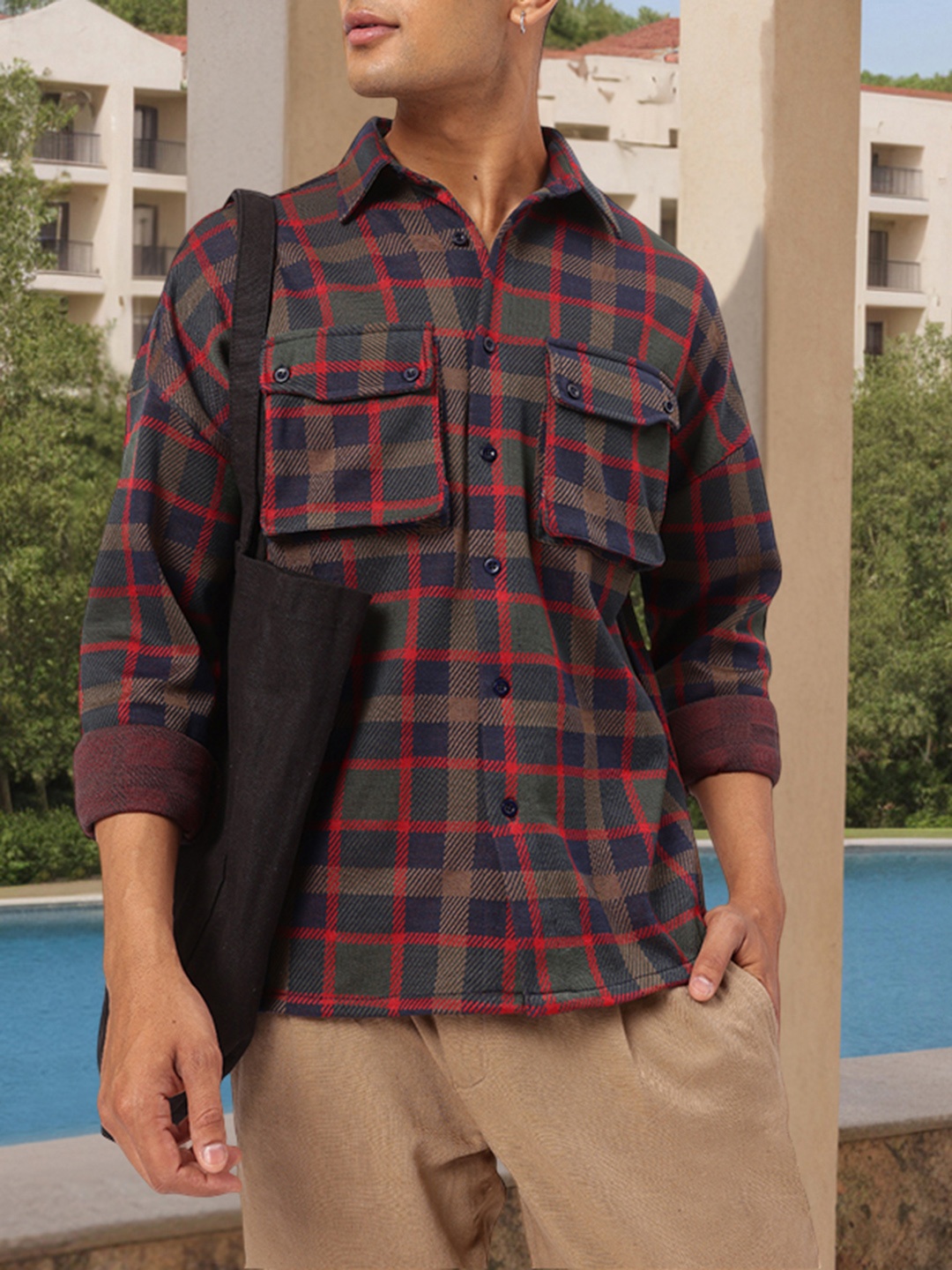 

Kook N Keech Cotton Classic Checked Relaxed Shirt, Navy blue