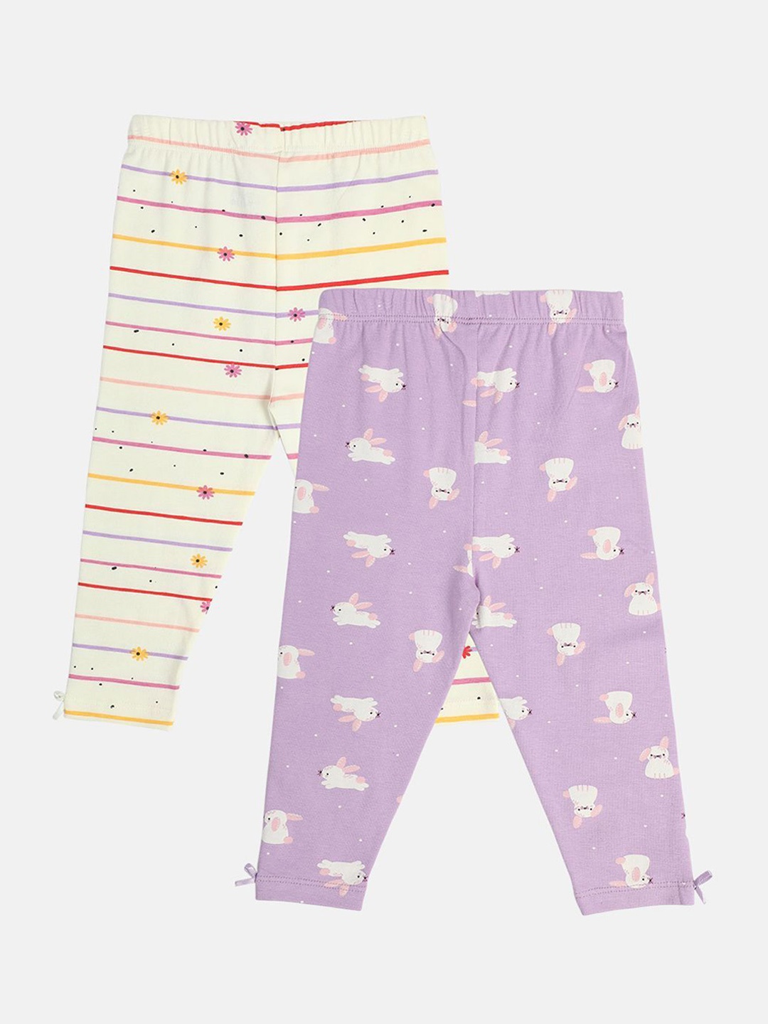 

MINI KLUB Infant Girls Pack Of 2 Printed Ankle-Length Leggings, Purple
