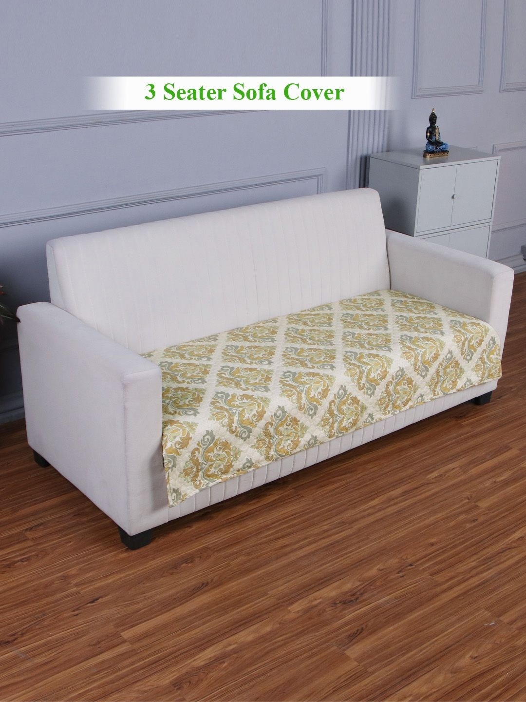 

HOKIPO Beige & Off White Printed Polyester 3 Seater Sofa Cover