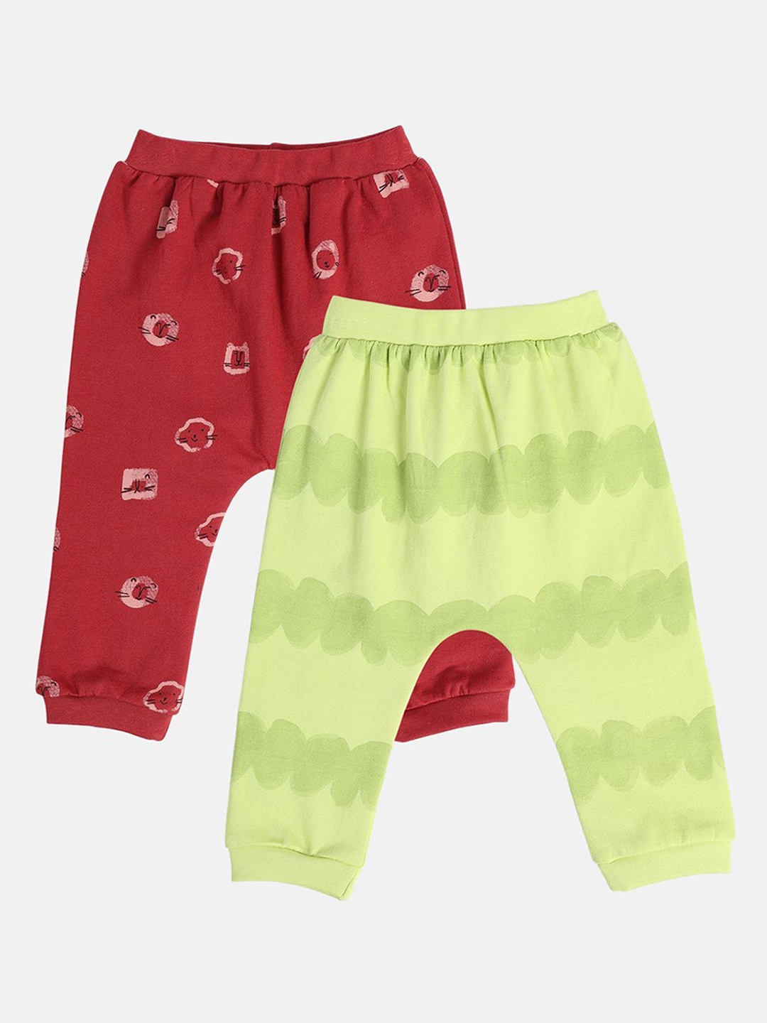 

MINI KLUB Infants Girls Printed Pure Cotton Ankle-Length Leggings Pack Of 2, Red