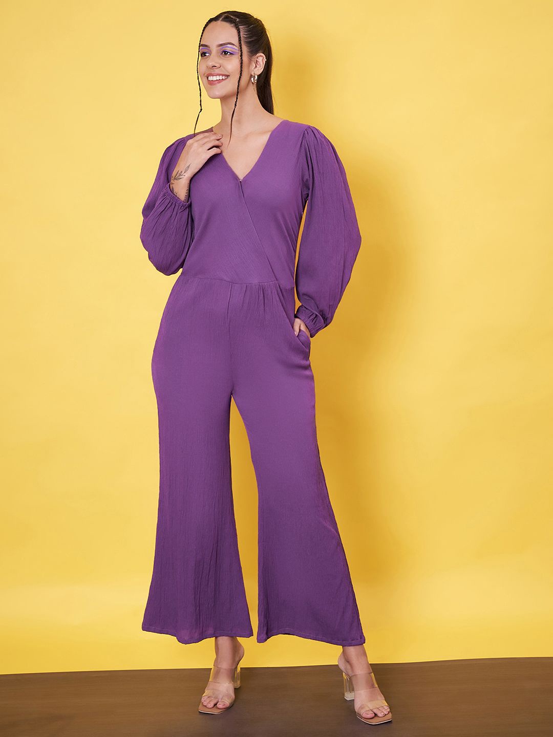 

Kannan Women Solid Basic Jumpsuit, Purple