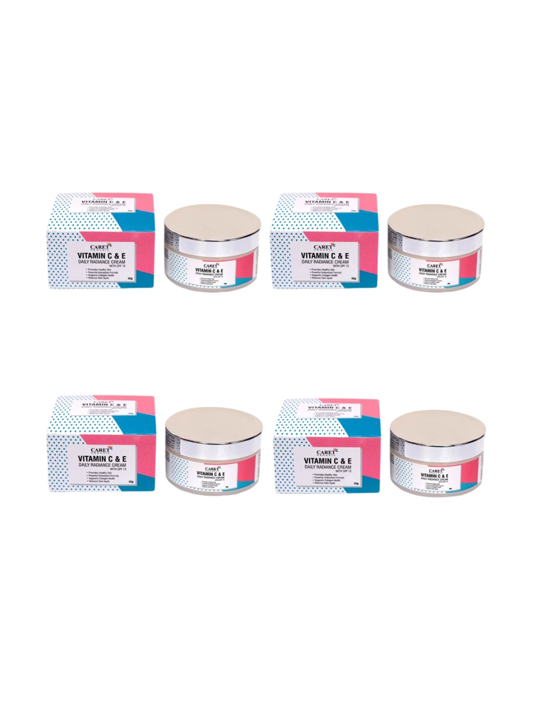 

CARET ORGANIC Set of 4 Vitamin C & E Daily Radiance Cream - 50 g Each, White