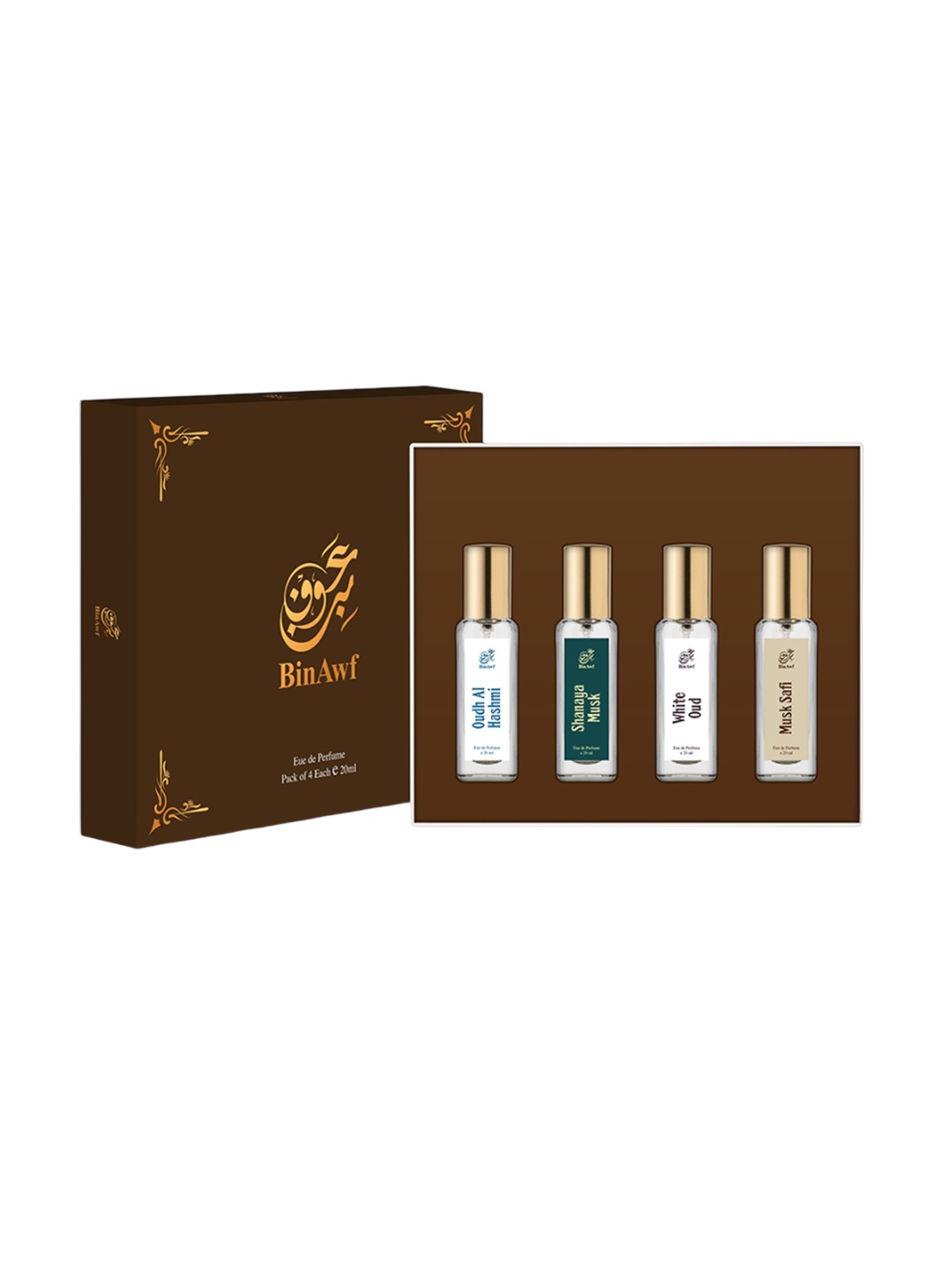 

BinAwf Oudh Al Hashmi Shanaya Musk White Oud Musk Safi EDP Set-20ml Each, Beige
