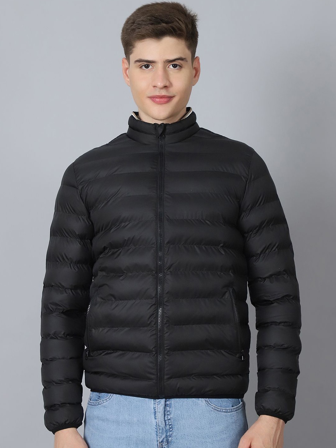 

HOUSE OF VEDAS Men Lightweight Bomber Jacket, Black