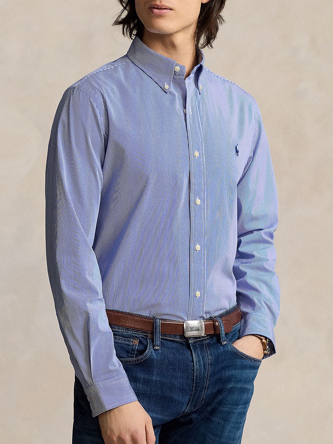 

Polo Ralph Lauren Men Striped Custom-Fit Shirts, Blue