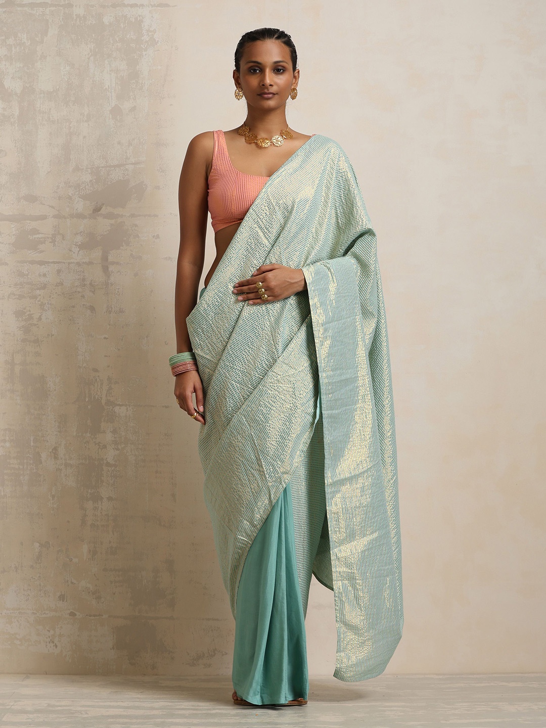 

trueBrowns Embellished Zari Saree, Blue