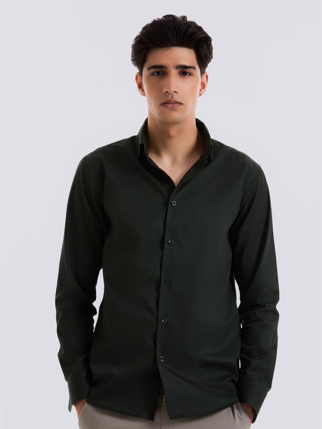 

Beyours Men Standard Opaque Casual Shirt, Green