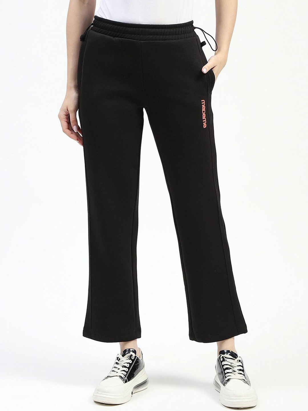 

Madame Women Mid-Rise Sports Track Pant, Black