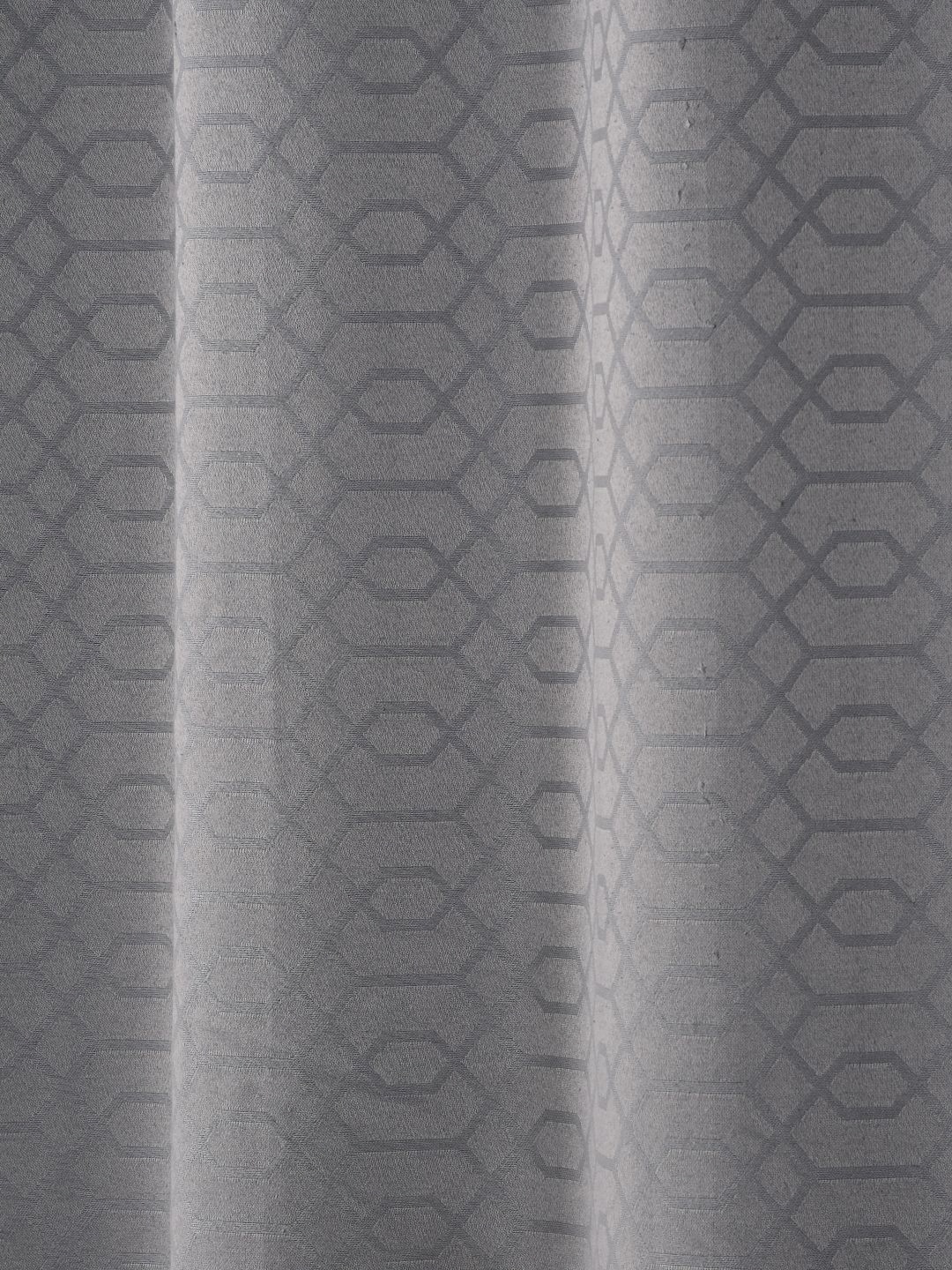 

Saral Home Grey Geometric Woven Design Cotton Room Darkening Window Curtain