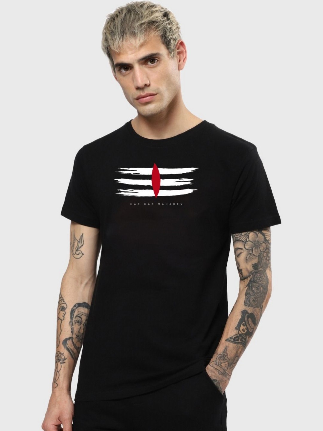 

Sterio Pace Men Graphic Printed Round Neck Cotton T-shirt, Black