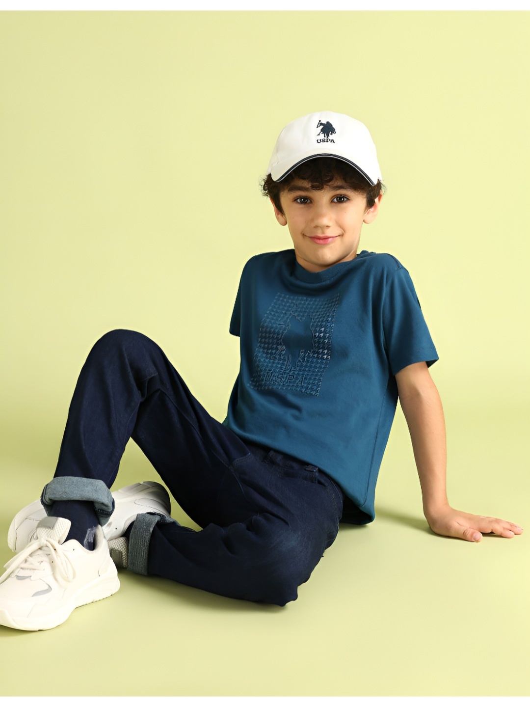 

U.S. Polo Assn. Kids Boys Graphic Printed Round Neck Cotton T-shirt, Blue