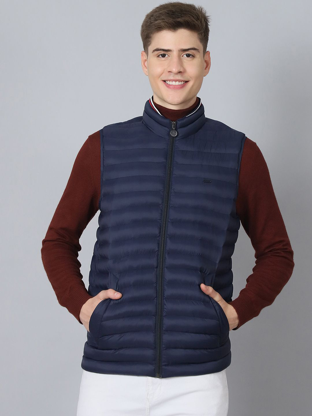 

HOUSE OF VEDAS Men Lightweight Bomber Jacket, Navy blue