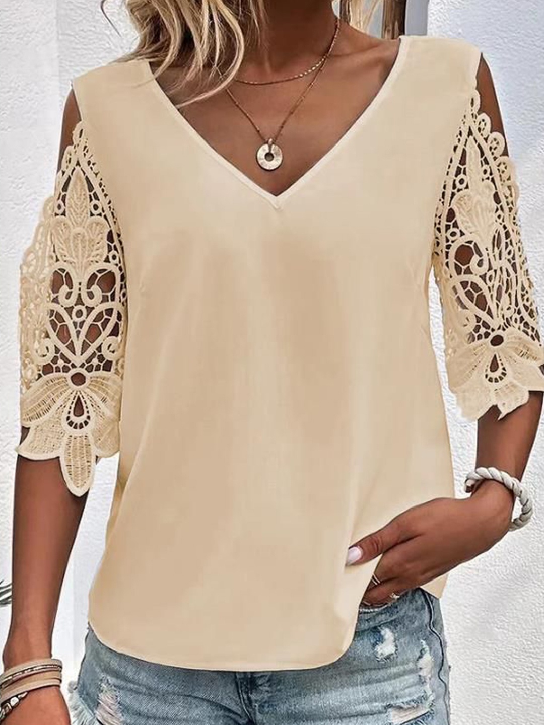 

StyleCast Shirt Style Top, Beige