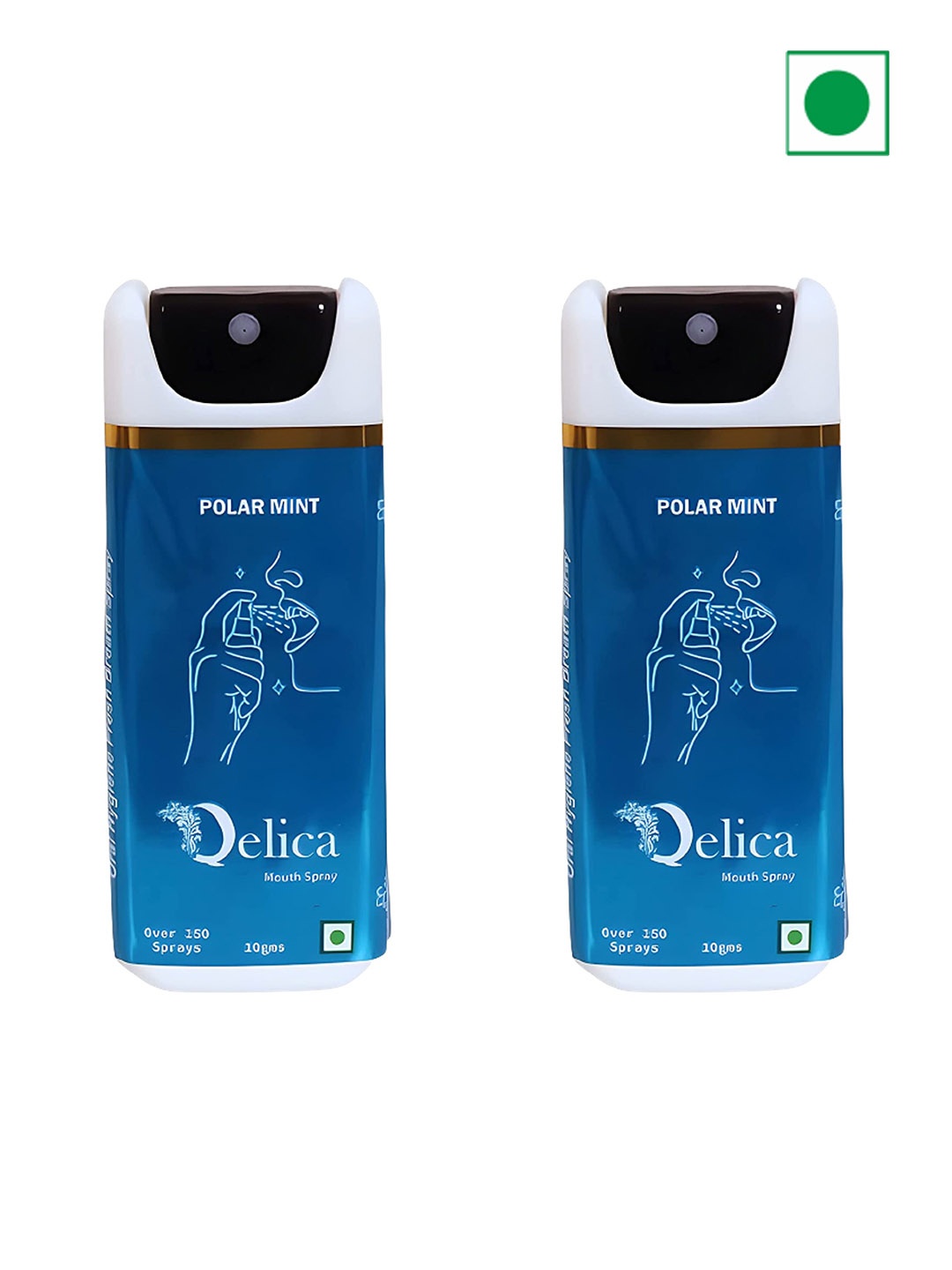 

Qelica Set Of 2 Polar Mint Fresh Breath Spray-10g Each, Blue