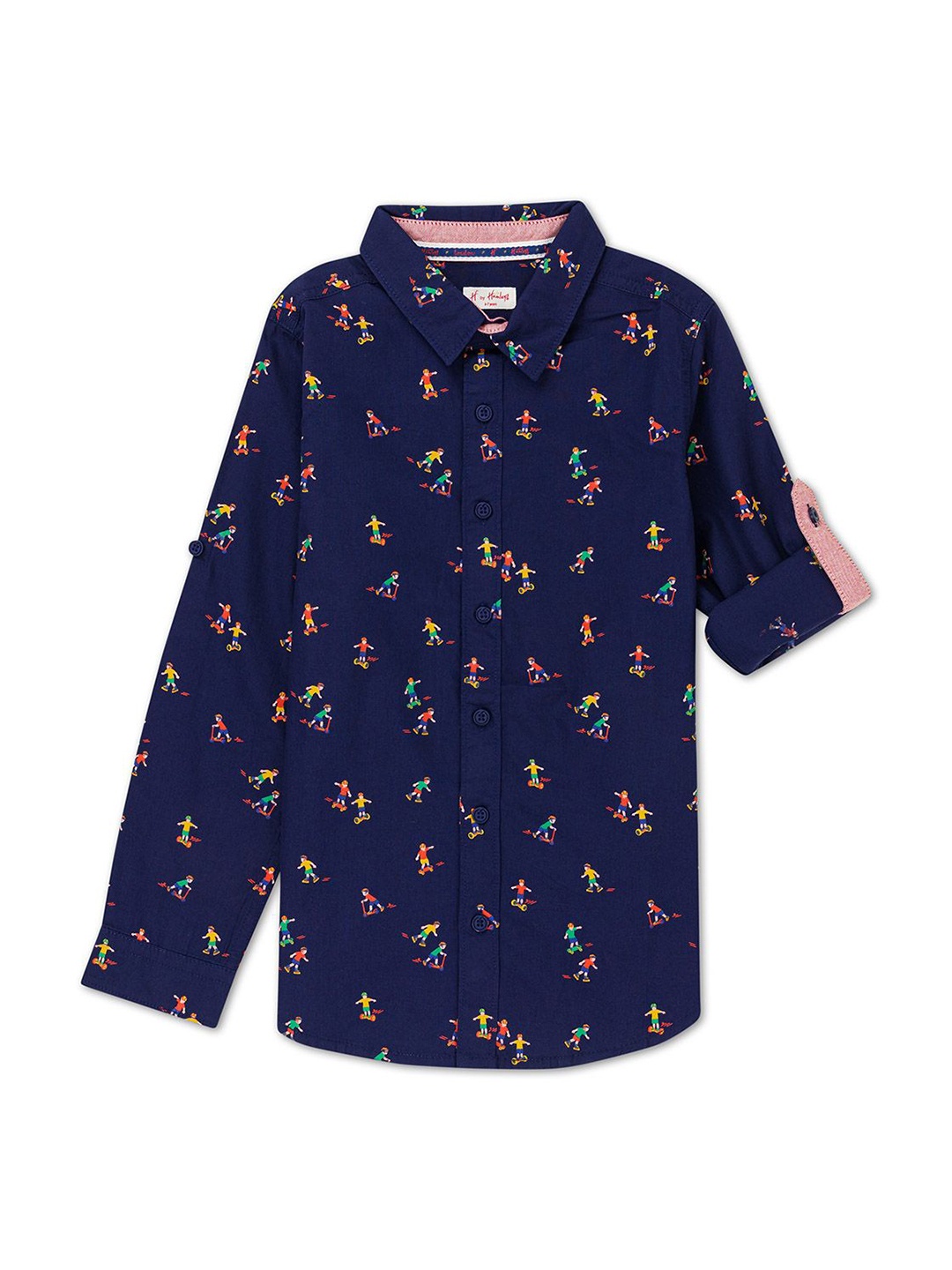 

H By Hamleys Boys Classic Opaque Printed Casual Shirt, Navy blue
