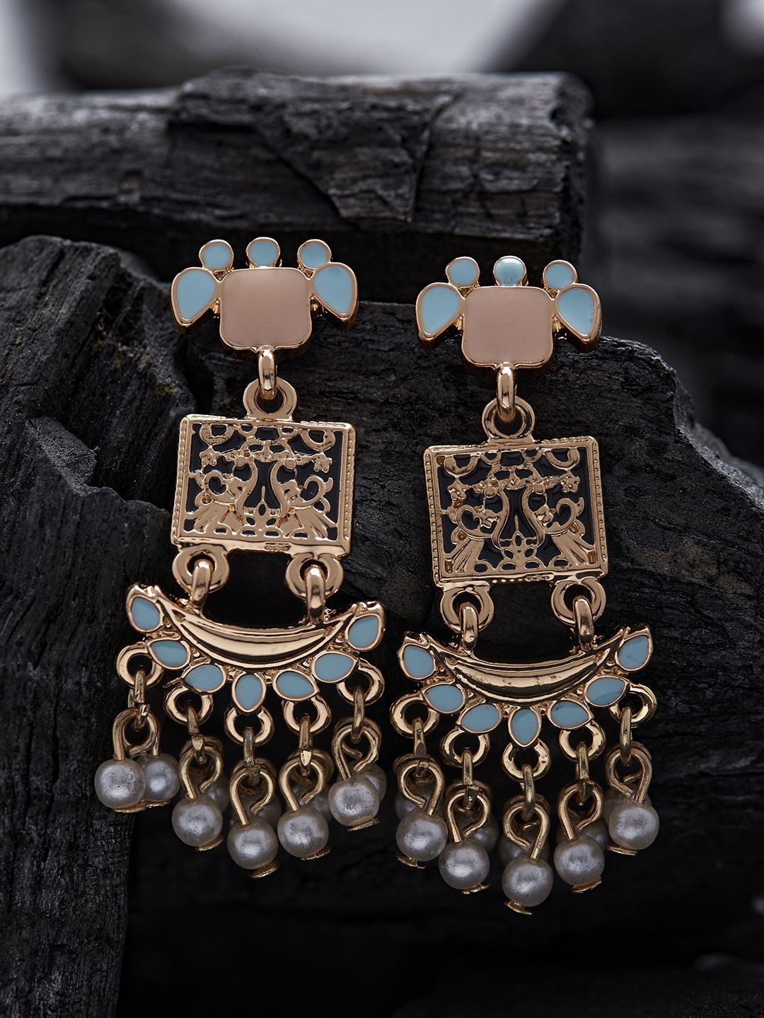 

Kalakrith Milano Contemporary Crystals Drop Earrings, Gold