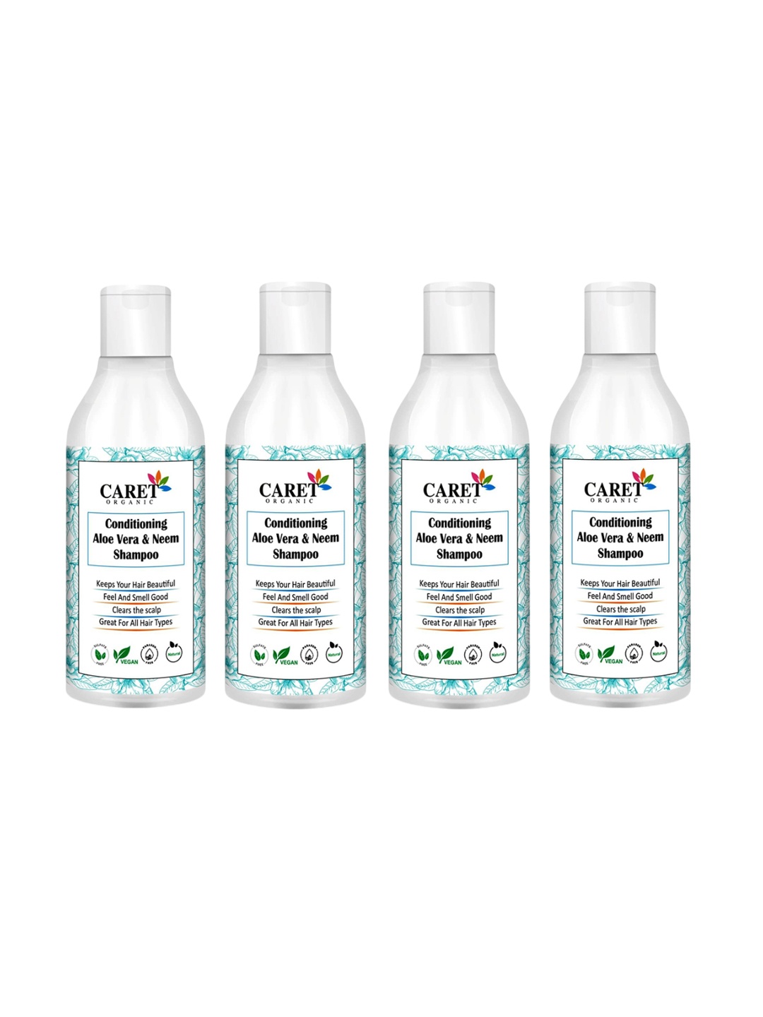 

CARET ORGANIC Set Of 4 Conditioning Aloe Vera & Neem Shampoo- 300ml Each, White