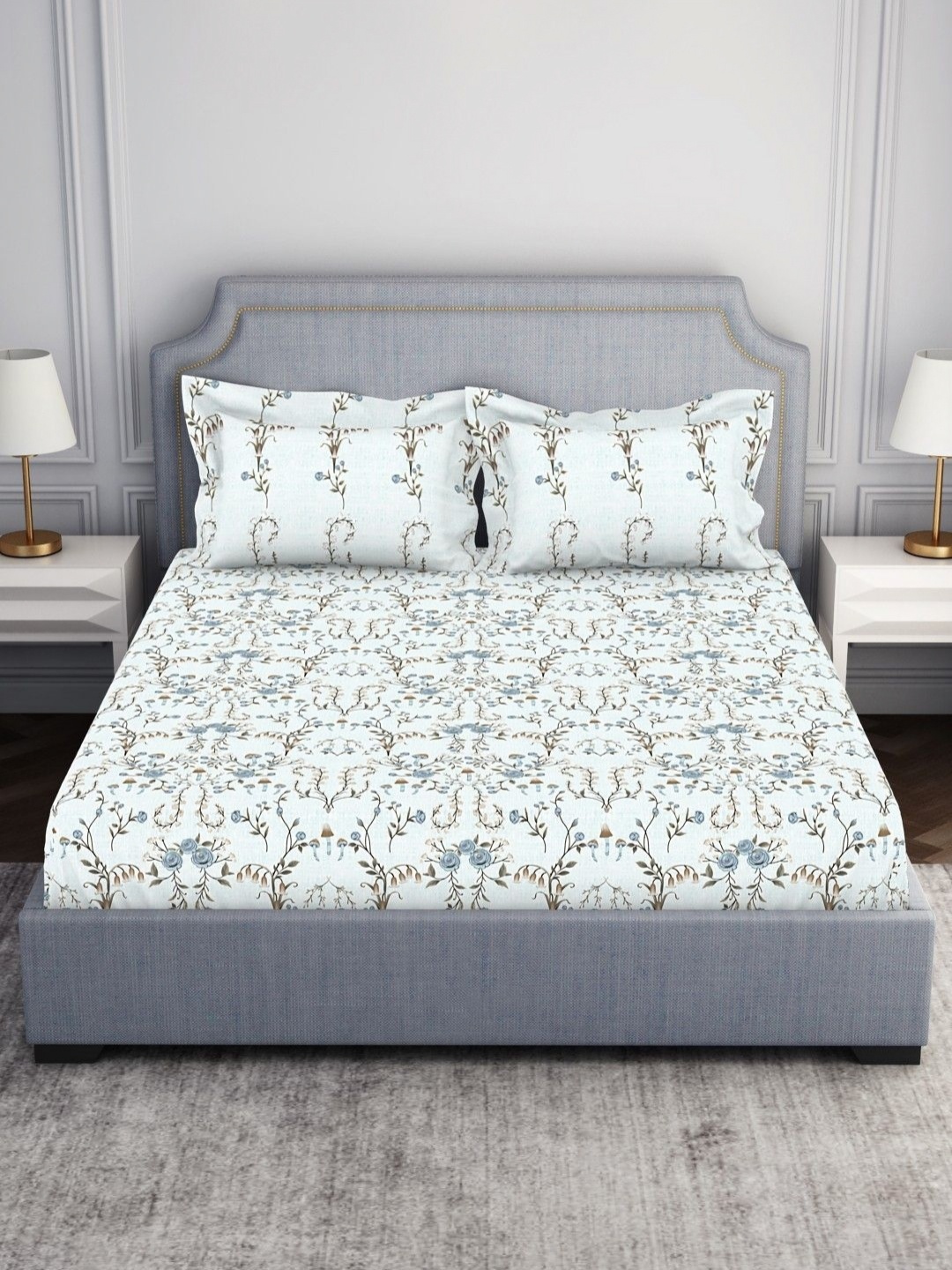 

SPACES youthopia Turquoise Blue 100% Cotton 144 TC Queen Bedsheet with 2 Pillow Covers