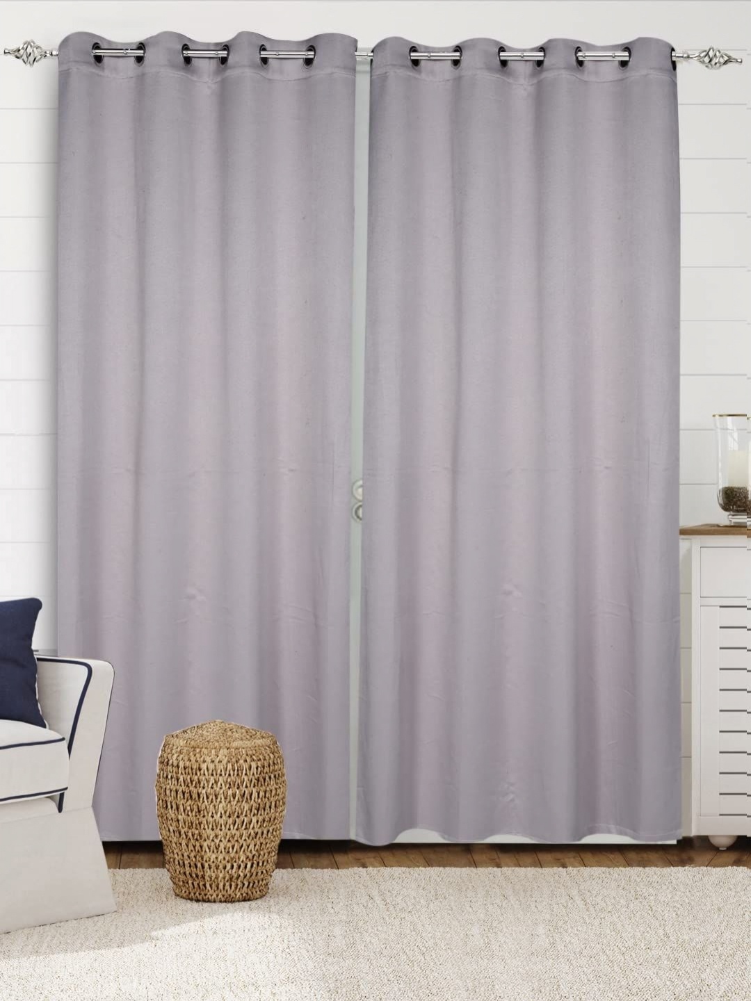 

Saral Home Beige 2 Piece Black Out Cotton Long Door Curtain