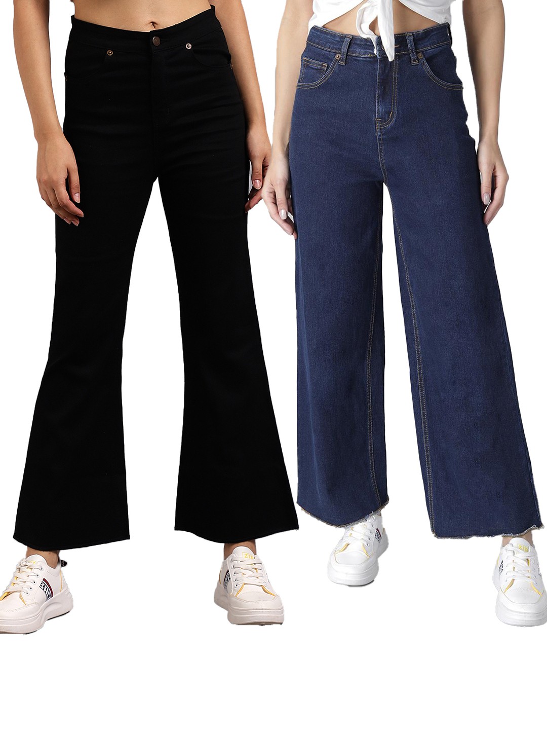 

Kotty Women Flared High-Rise Stretchable Jeans Pack of2, Black